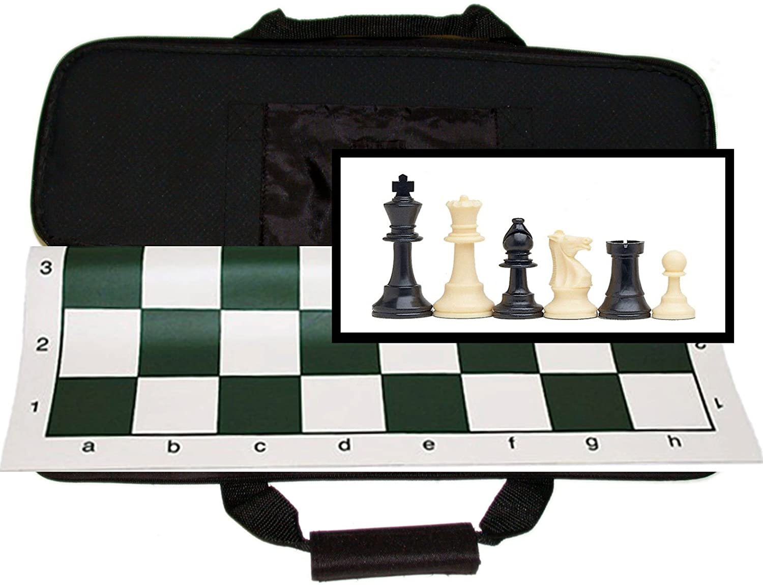 Weighted Tournament Chess Set, Board, Large Bag, Pieces 3.75 in.
