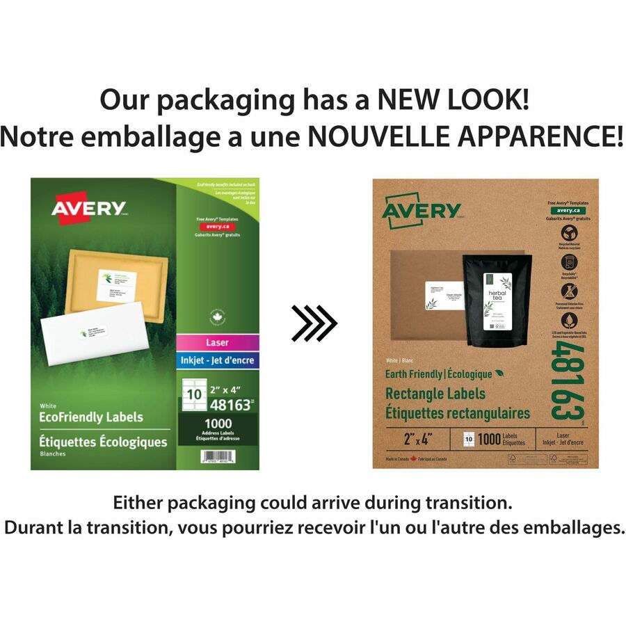 Avery&reg; Eco-Friendly Shipping Labels for Laser and Inkjet Printers, 2" x 4"
