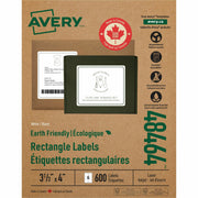 3 21/64" Width x 4" Length - Permanent Adhesive - Rectangle - Inkjet, Laser - Matte White - Matte - Paper - Recyclable, Permanent Adhesive, Customizable, Chlorine-free, Water Based - 6 / Sheet - 6 Total Sheets - 600 Total Label(s) - 1 Box