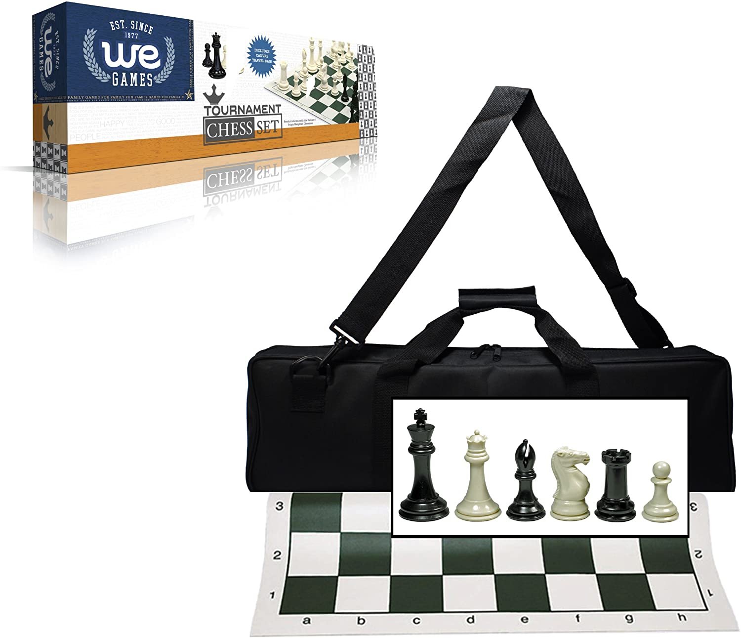 Triple Weighted Tournament Chess Set with Travel Bag - 4 in. King