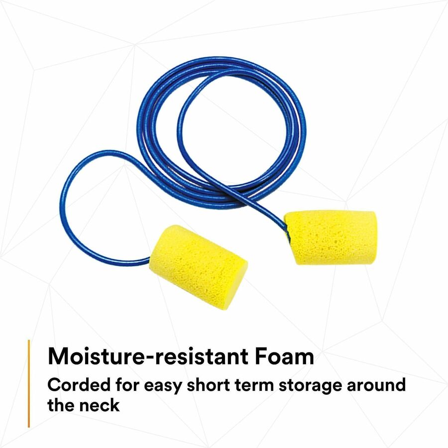 Noise Protection - Foam - Yellow - Moisture Resistant, Corded - 2/Pair - 200 / Box