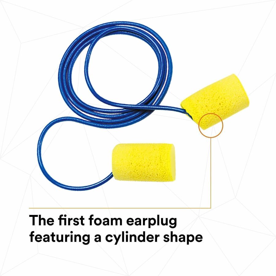 Noise Protection - Foam - Yellow - Moisture Resistant, Corded - 2/Pair - 200 / Box