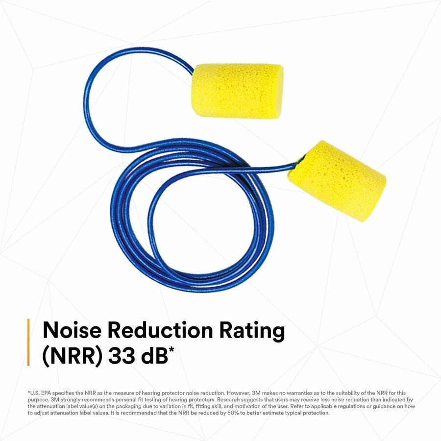 Noise Protection - Foam - Yellow - Moisture Resistant, Corded - 2/Pair - 200 / Box