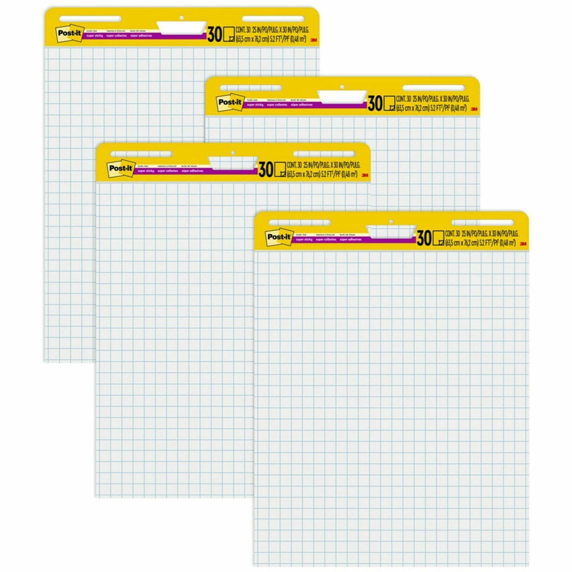30 Sheets - Stapled - Feint Front Ruling - Blue Margin - 18.50 lb Basis Weight - 25" x 30" Sheet Size - White Paper - Cardboard Cover - Self-adhesive, Bleed-free, Perforated, Repositionable, Resist Bleed-through, Removable, Sturdy Back - 1 Carton