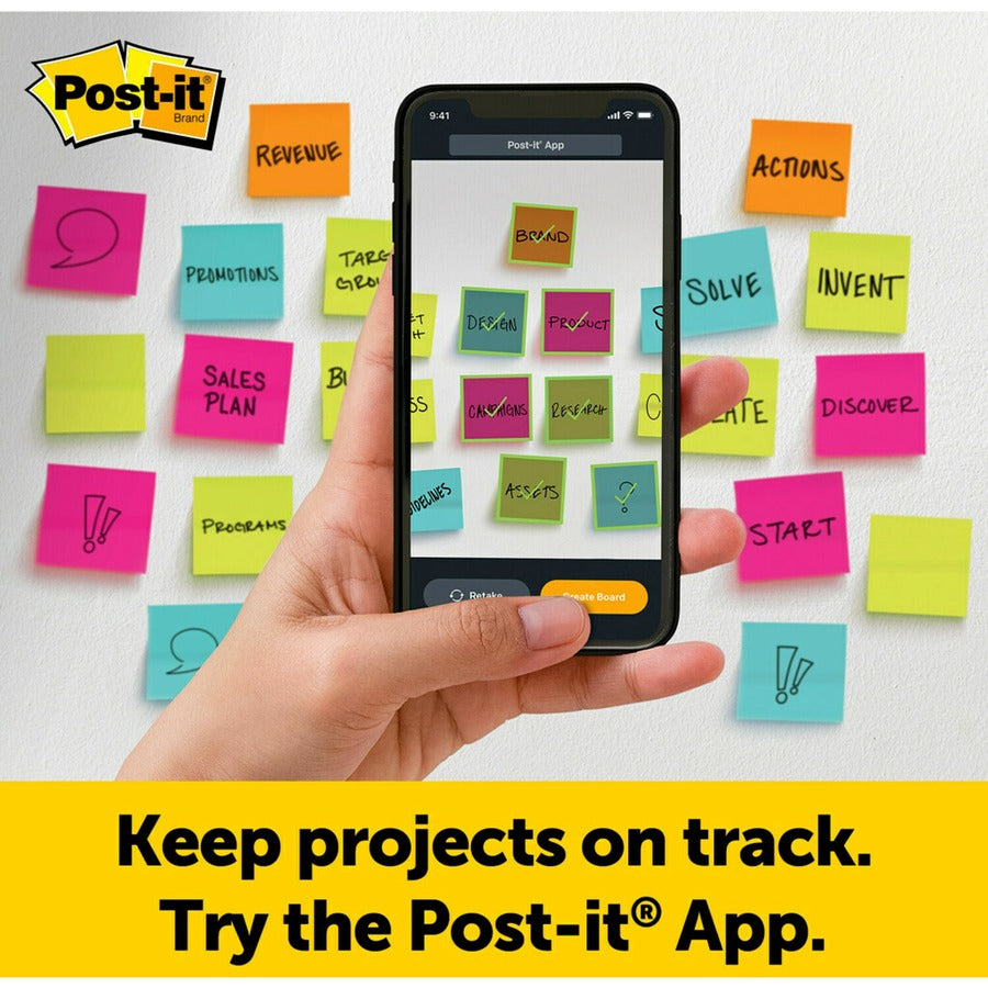 Post-it Super Sticky Easel Pad, 25" x 30", Canary Yellow, Feint Blue Margin, 30 Sheets per Pad, 4 Pads per Pack, Stapled, Self-adhesive, Perforated, Repositionable, Sturdy Back, Cardboard Cover
