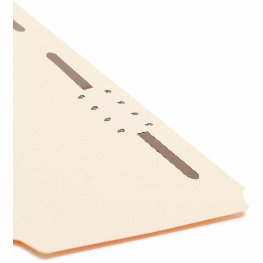 Smead SuperTab 1/3 Tab Cut Letter Recycled Fastener Folder - 8 1/2" x 11" - 3/4" Expansion - 2 x 2K Fastener(s) - 2" Fastener Capacity - Top Tab Location - Assorted Tab Position - 11 pt. - 2 Plys - Manila - Reinforced Tab - 10% Recycled - 50 / Box