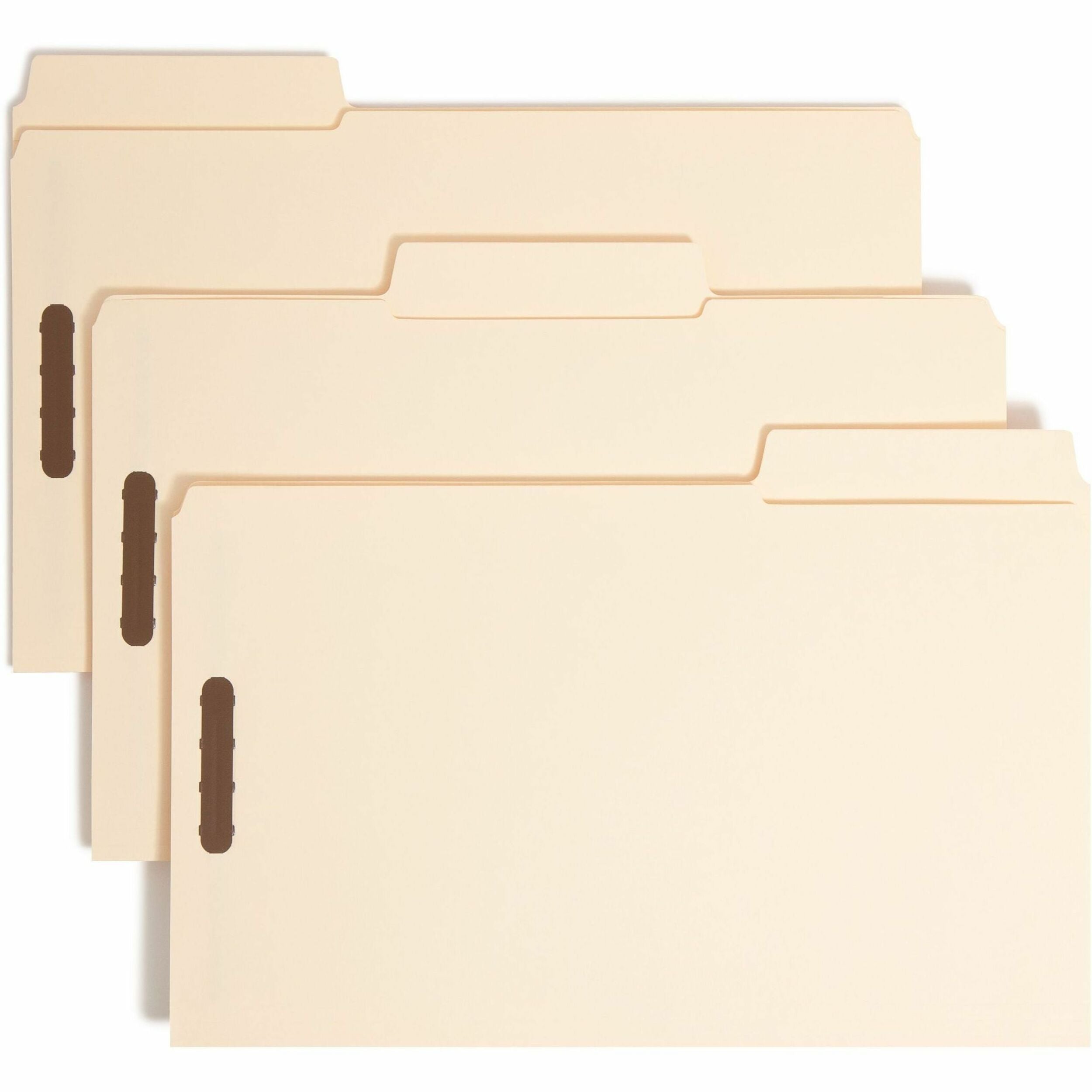 8 1/2" x 14" - 3/4" Expansion - 2 x 2K Fastener(s) - Top Tab Location - Assorted Tab Position - 11 pt. - 2 Plys - Manila - Reinforced Tab - 10% Recycled - 50 / Box