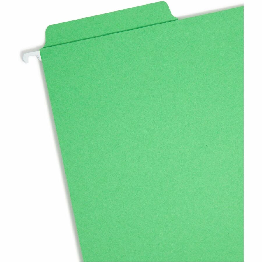 Smead FasTab 1/3 Tab Cut Letter Recycled Hanging Folder - 8 1/2" x 11" - Top Tab Location - Assorted Tab Position - 11 pt. - 2 Plys - Green - Embossed, Heavy Duty, Tear Resistant - 10% Recycled - 20 / Box