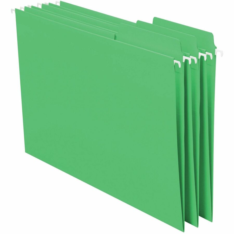 Smead FasTab 1/3 Tab Cut Letter Recycled Hanging Folder - 8 1/2" x 11" - Top Tab Location - Assorted Tab Position - 11 pt. - 2 Plys - Green - Embossed, Heavy Duty, Tear Resistant - 10% Recycled - 20 / Box