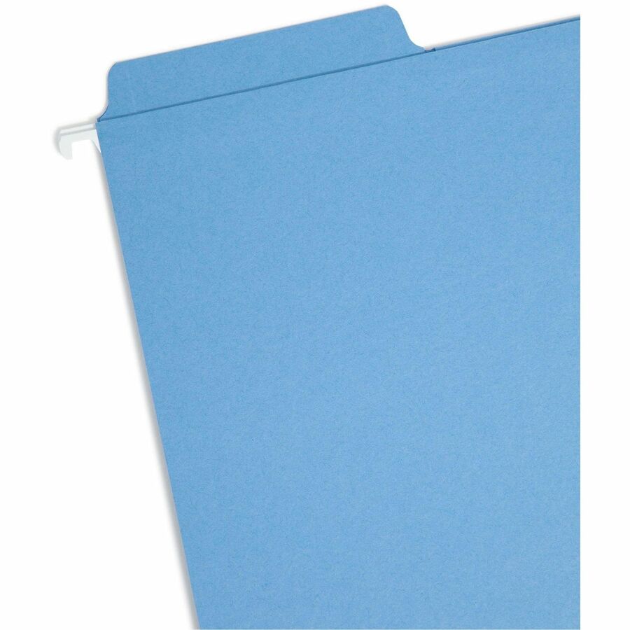 Smead FasTab 1/3 Tab Cut Letter Recycled Hanging Folder - 8 1/2" x 11" - Top Tab Location - Assorted Tab Position - 11 pt. - 2 Plys - Blue - Embossed, Heavy Duty, Tear Resistant - 10% Recycled - 20 / Box