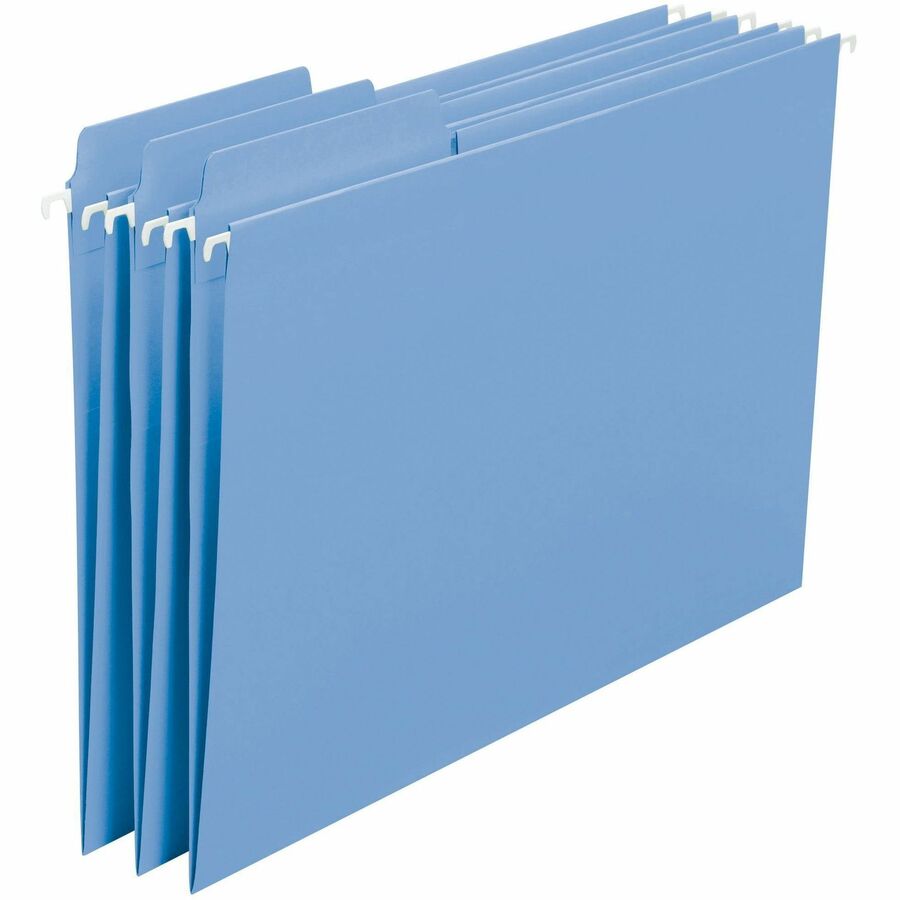 Smead FasTab 1/3 Tab Cut Letter Recycled Hanging Folder - 8 1/2" x 11" - Top Tab Location - Assorted Tab Position - 11 pt. - 2 Plys - Blue - Embossed, Heavy Duty, Tear Resistant - 10% Recycled - 20 / Box