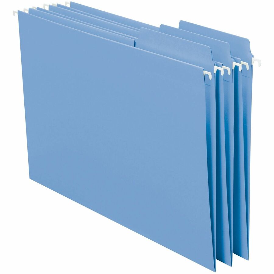 Smead FasTab 1/3 Tab Cut Letter Recycled Hanging Folder - 8 1/2" x 11" - Top Tab Location - Assorted Tab Position - 11 pt. - 2 Plys - Blue - Embossed, Heavy Duty, Tear Resistant - 10% Recycled - 20 / Box