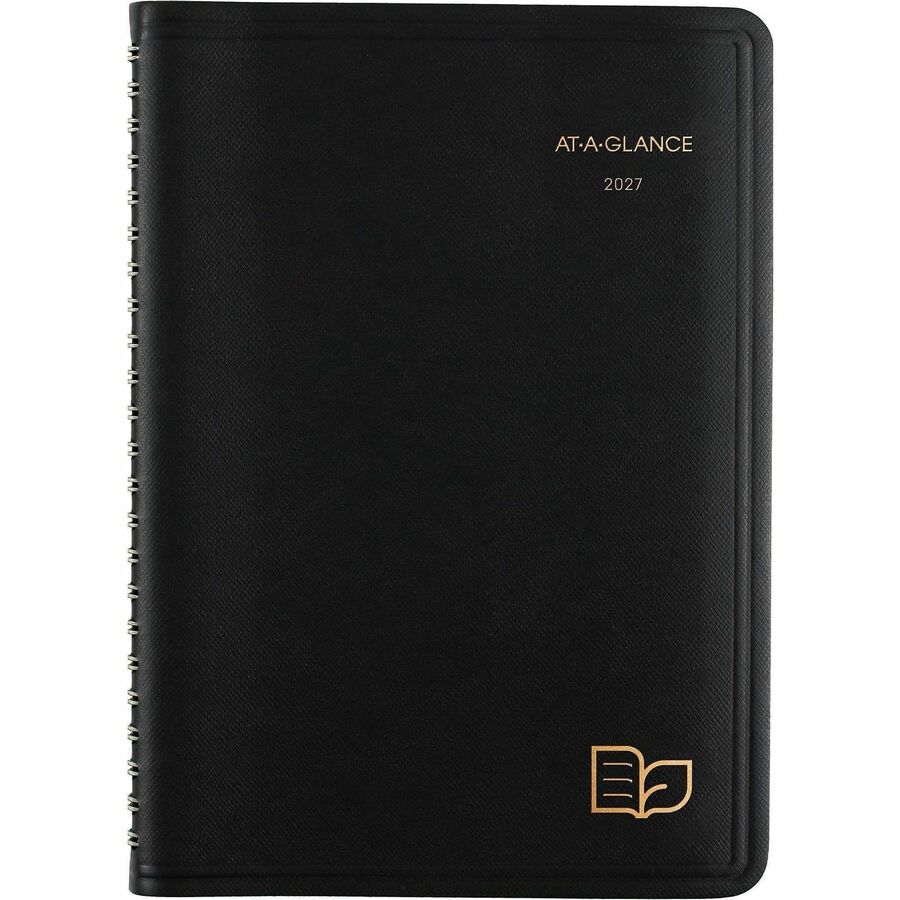 At-A-Glance Recycled Appointment Book Planner, Weekly, 12 Months, January 2026–December 2026, 8:00 AM–5:00 PM Hourly, 1 Week Double Page Layout, 4 7/8" x 8", Desk Pad, Black, 1 Each
