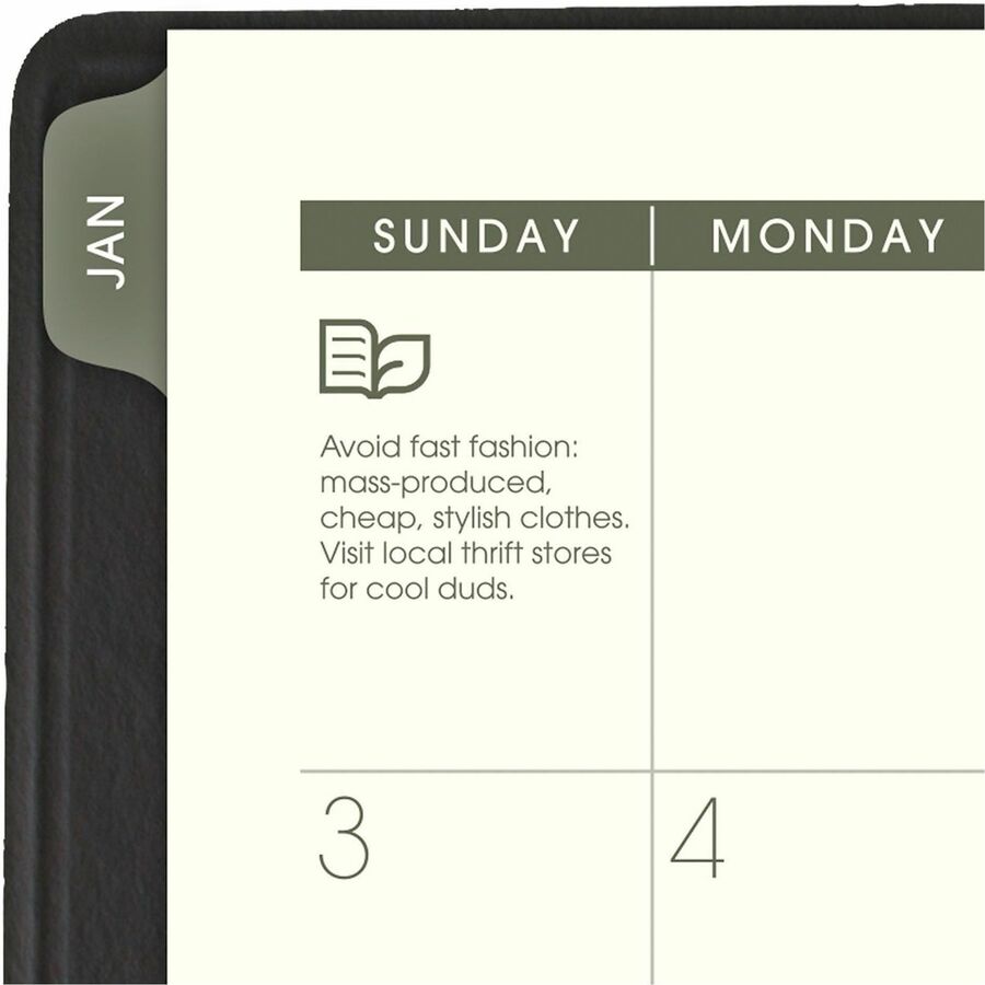 At-A-Glance Recycled Appointment Book Planner, Weekly, 12 Months, January 2026–December 2026, 8:00 AM–5:00 PM Hourly, 1 Week Double Page Layout, 4 7/8" x 8", Desk Pad, Black, 1 Each