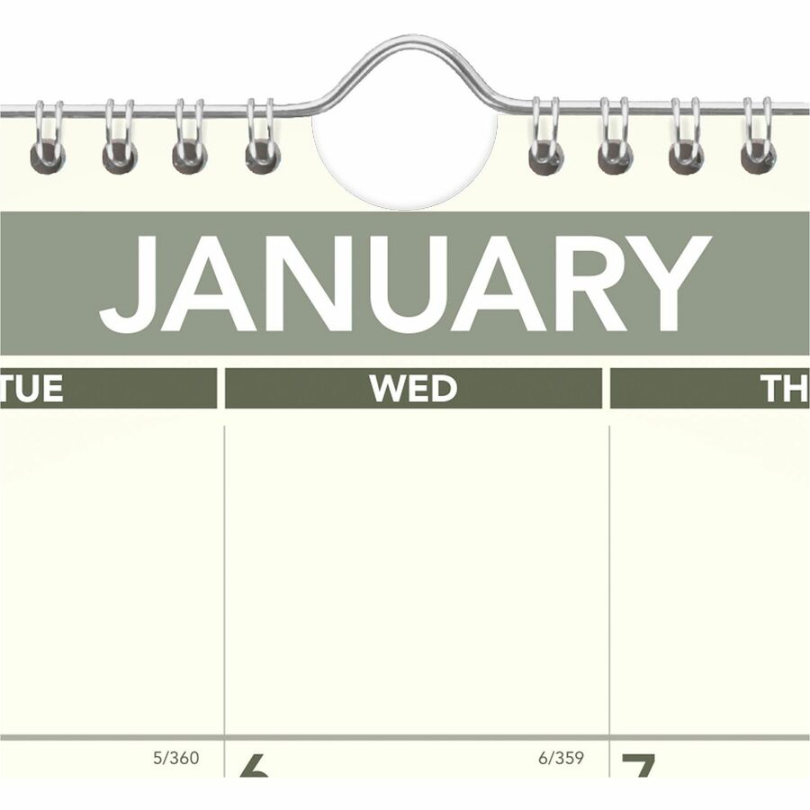 Medium - Julian Dates - Monthly - 12 Month - January 2026 to December 2026 - 1 Month Single Page Layout - 15" x 12" Sheet Size - White Sheet - 2" x 1.68" Block - Wire Bound - Paper - Unruled Daily Block, Hanging Loop - 1 Each