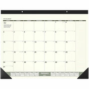 Standard - Julian Dates - Monthly - 12 Month - January 2026 to December 2026 - 1 Month Single Page Layout - 22" x 17" Sheet Size - White Sheet - 2.38" x 2.63" Block - Headband - Desk Pad - Green - Paper, Poly - Unruled Daily Block, Hanging Loop - 1 Each