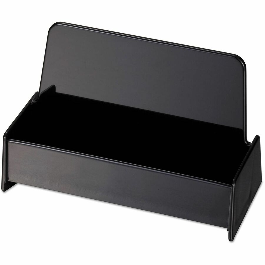 Universal Business Card Holder - Holds 50 x Card - Support 2" x 3.50" Media - 1.4" Height x 3.8" Width x 1.8" Depth - Plastic - Black - Durable - 1 Each
