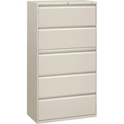 HON Brigade 800 H885 Lateral File - 64.3" Height x 36" Width x 18" Depth - Total Drawer(s): 5 - Finish: Light Gray - Radius Pull, Lockable, Glide, Removable Lock, Heavy Duty - For File Storage, Workstation, Desk, Office - 1 Each