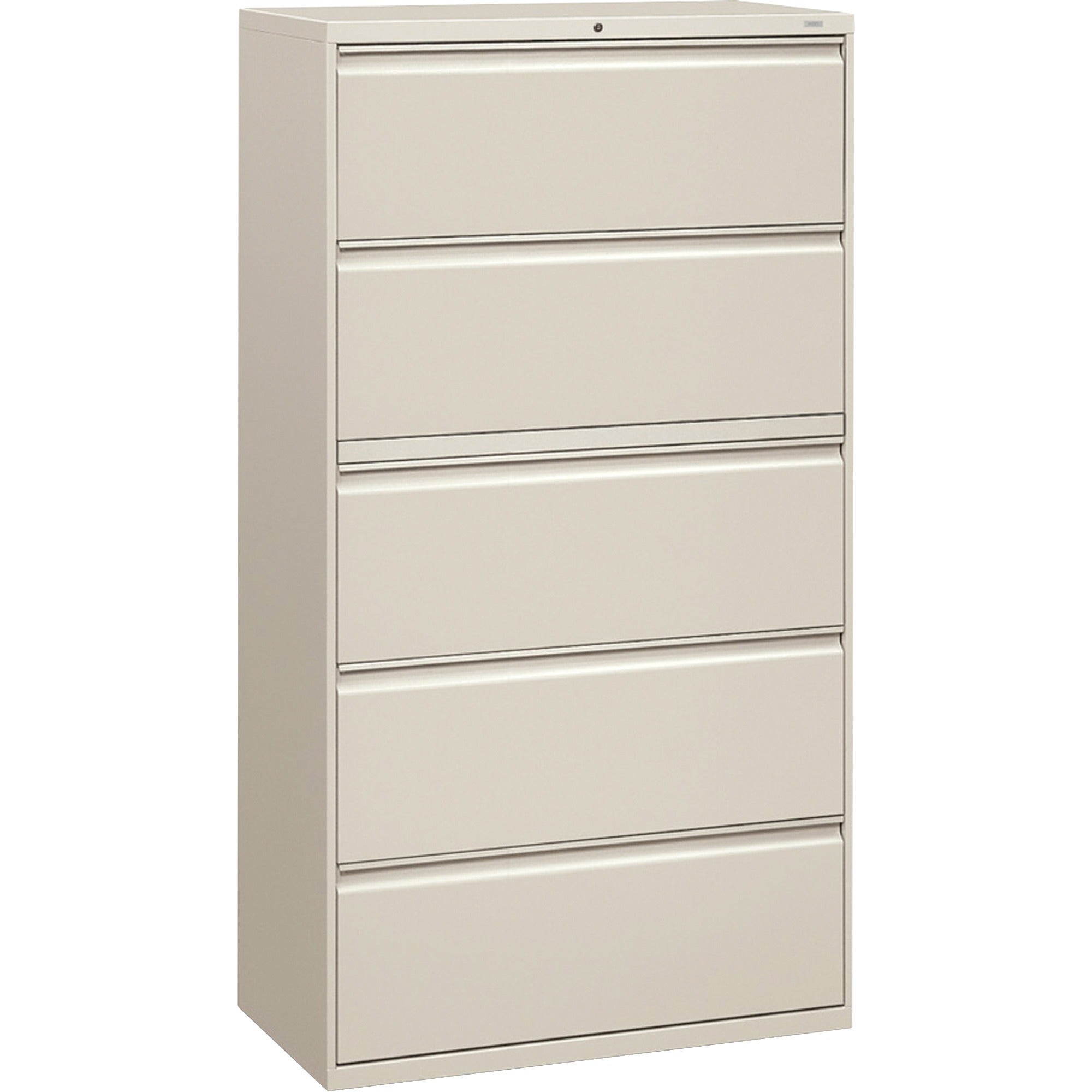 HON Brigade 800 H885 Lateral File - 64.3" Height x 36" Width x 18" Depth - Total Drawer(s): 5 - Finish: Light Gray - Radius Pull, Lockable, Glide, Removable Lock, Heavy Duty - For File Storage, Workstation, Desk, Office - 1 Each