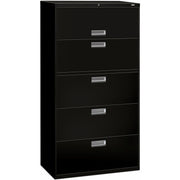 HON Brigade 600 H685 Lateral File - 67" Height x 36" Width x 18" Depth - Total Drawer(s): 5 - Finish: Black - Lockable, Heavy Duty, Glide, Removable Lock - For File Storage, Workstation, Office, Desk - 1 Each