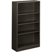 HON Brigade Steel Bookcase, 4 Shelves, 59"H x 34.5"W x 12.62"D, Steel, Charcoal, 1 Each