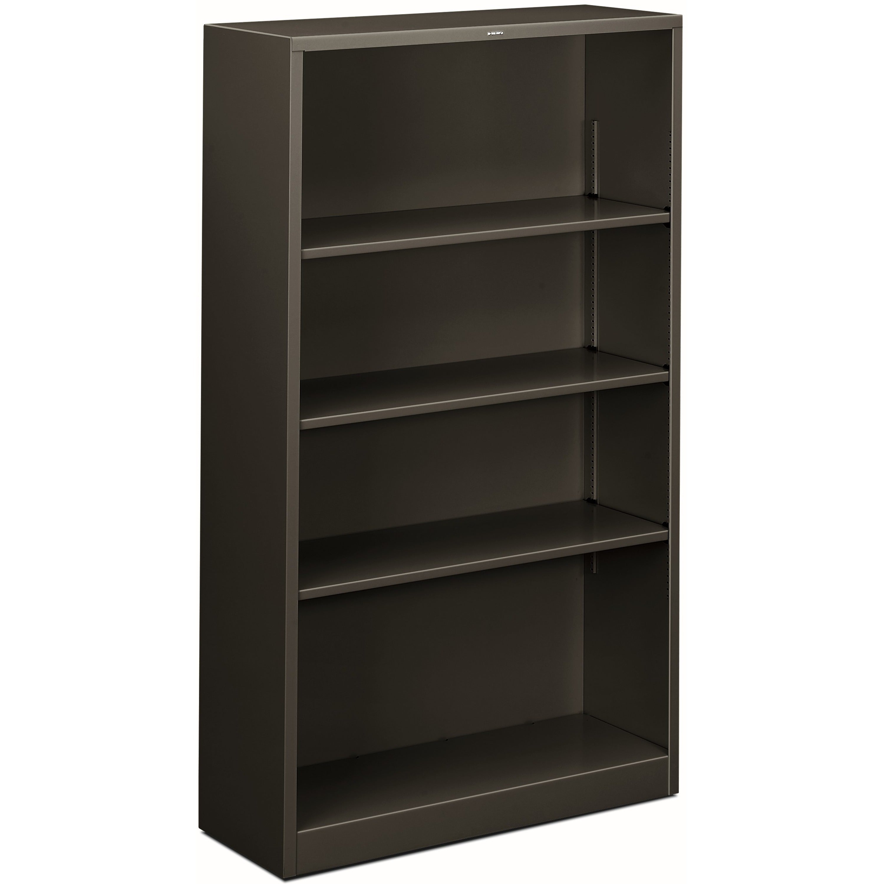 HON Brigade Steel Bookcase, 4 Shelves, 59"H x 34.5"W x 12.62"D, Steel, Charcoal, 1 Each