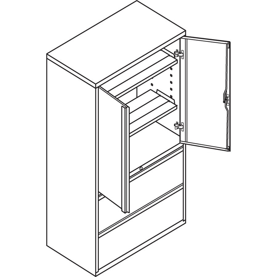 HON Brigade 800 H885LS Lateral File, 2 Drawers, 3 Shelves, Lockable, Adjustable Shelves, Heavy Duty, Putty Finish, 64.3" H x 36" W x 18" D, 1 Each
