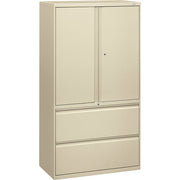 HON Brigade 800 H885LS Lateral File, 2 Drawers, 3 Shelves, Lockable, Adjustable Shelves, Heavy Duty, Putty Finish, 64.3" H x 36" W x 18" D, 1 Each