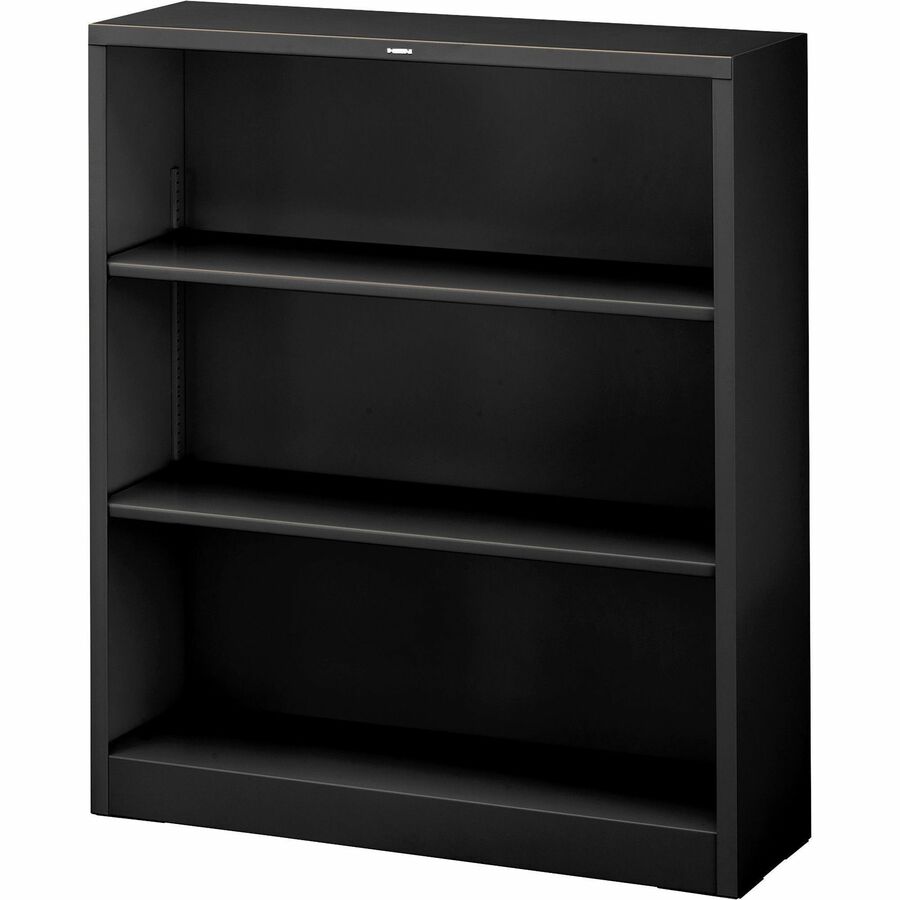 HON Brigade Steel Bookcase - 3 Shelf(ves) - 41" Height x 34.50" Width x 12.62" Depth - Adjustable Shelf, Reinforced, Welded, Durable, Compact - Black - Steel - 1 Each
