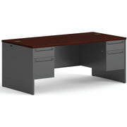 29.5" Height x 72" Width x 36" Depth - Total Drawer(s): 4 - Double Pedestal - Waterfall Edge - Finish: Charcoal - 1 Each