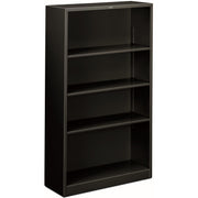 HON Brigade Steel Bookcase - 4 Shelf(ves) - 59" Height x 34.50" Width x 12.62" Depth - Adjustable Shelf, Reinforced, Welded, Durable, Compact - Black - Steel - 1 Each