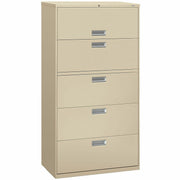 HON Brigade 600 H685 Lateral File - 67" Height x 36" Width x 18" Depth - Total Drawer(s): 5 - Finish: Putty - Lockable, Heavy Duty, Glide, Removable Lock - For File Storage, Workstation, Office, Desk - 1 Each