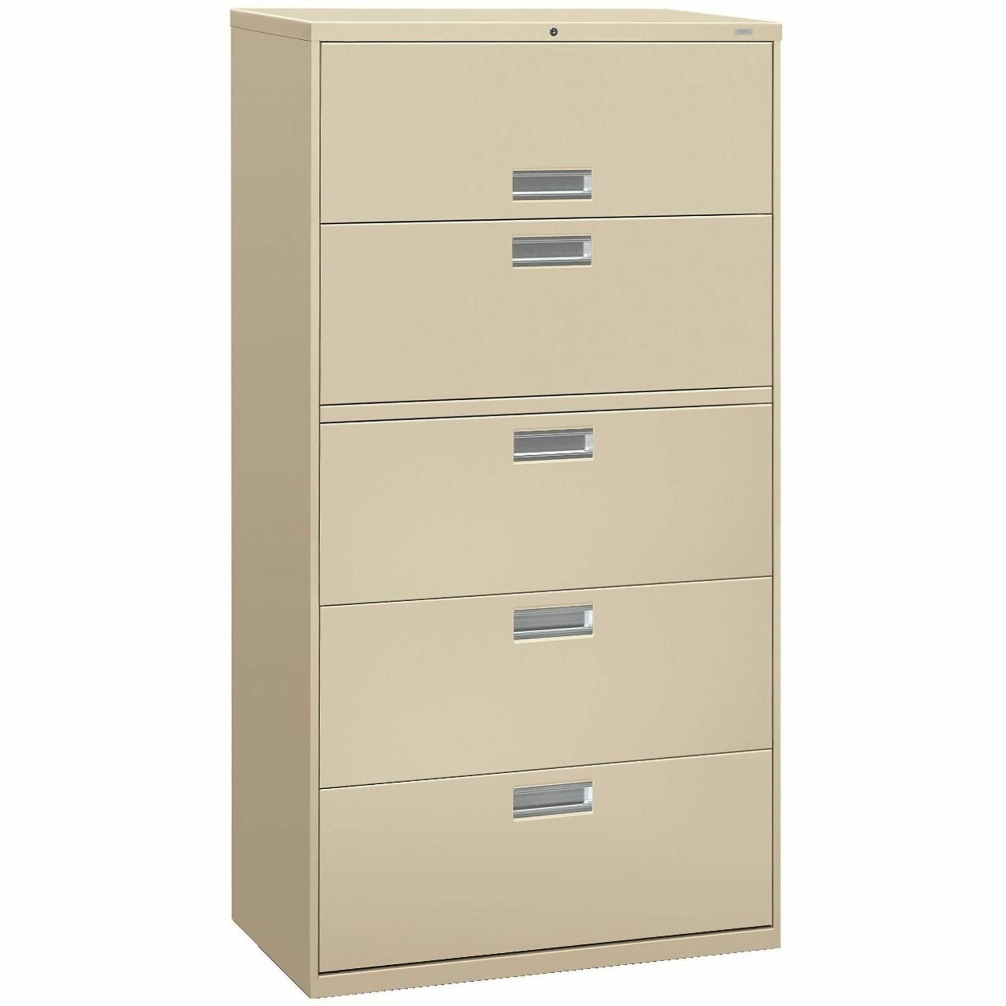 HON Brigade 600 H685 Lateral File - 67" Height x 36" Width x 18" Depth - Total Drawer(s): 5 - Finish: Putty - Lockable, Heavy Duty, Glide, Removable Lock - For File Storage, Workstation, Office, Desk - 1 Each