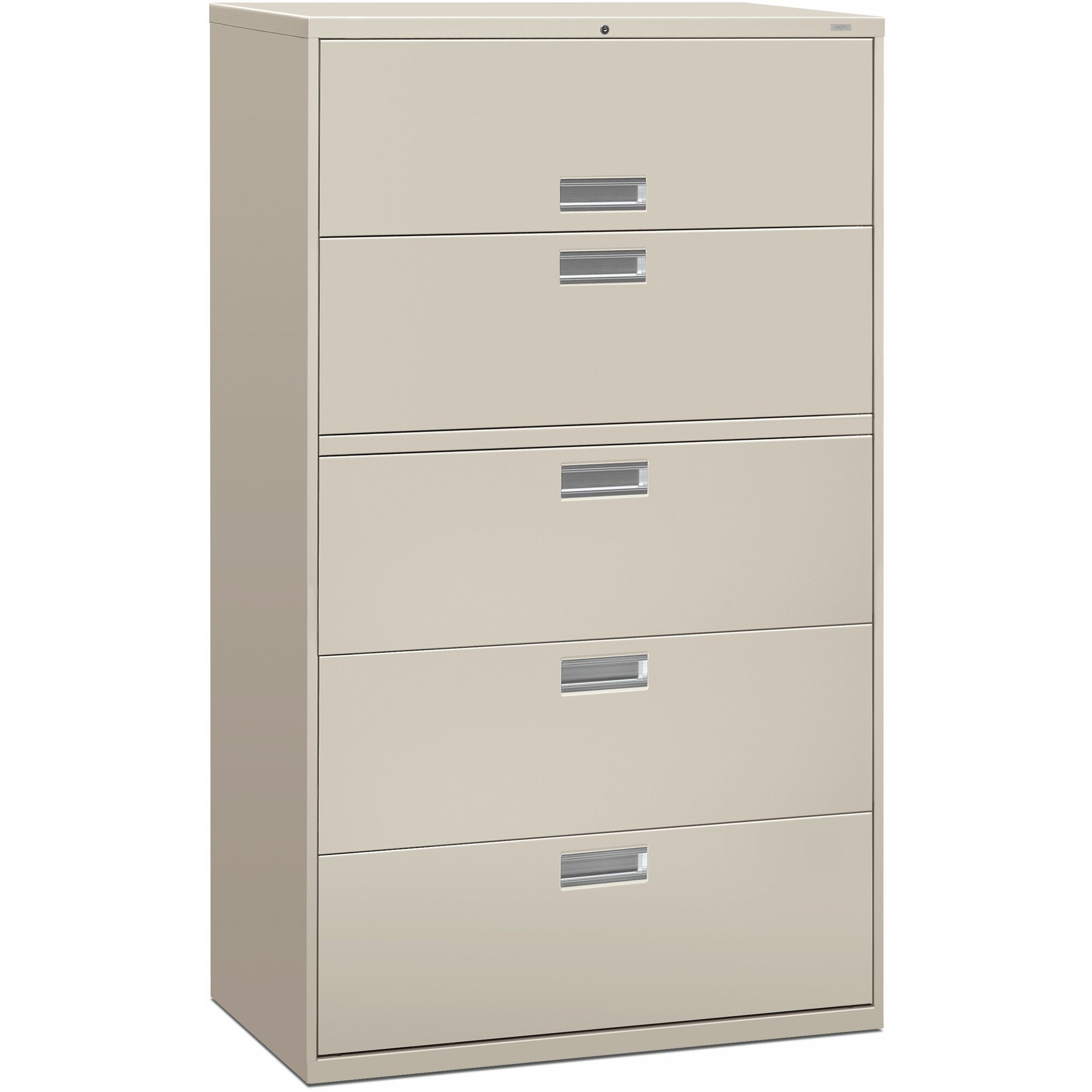 HON Brigade 600 H695 Lateral File - 64" Height x 42" Width x 18" Depth - Total Drawer(s): 5 - Finish: Light Gray - 1 Each