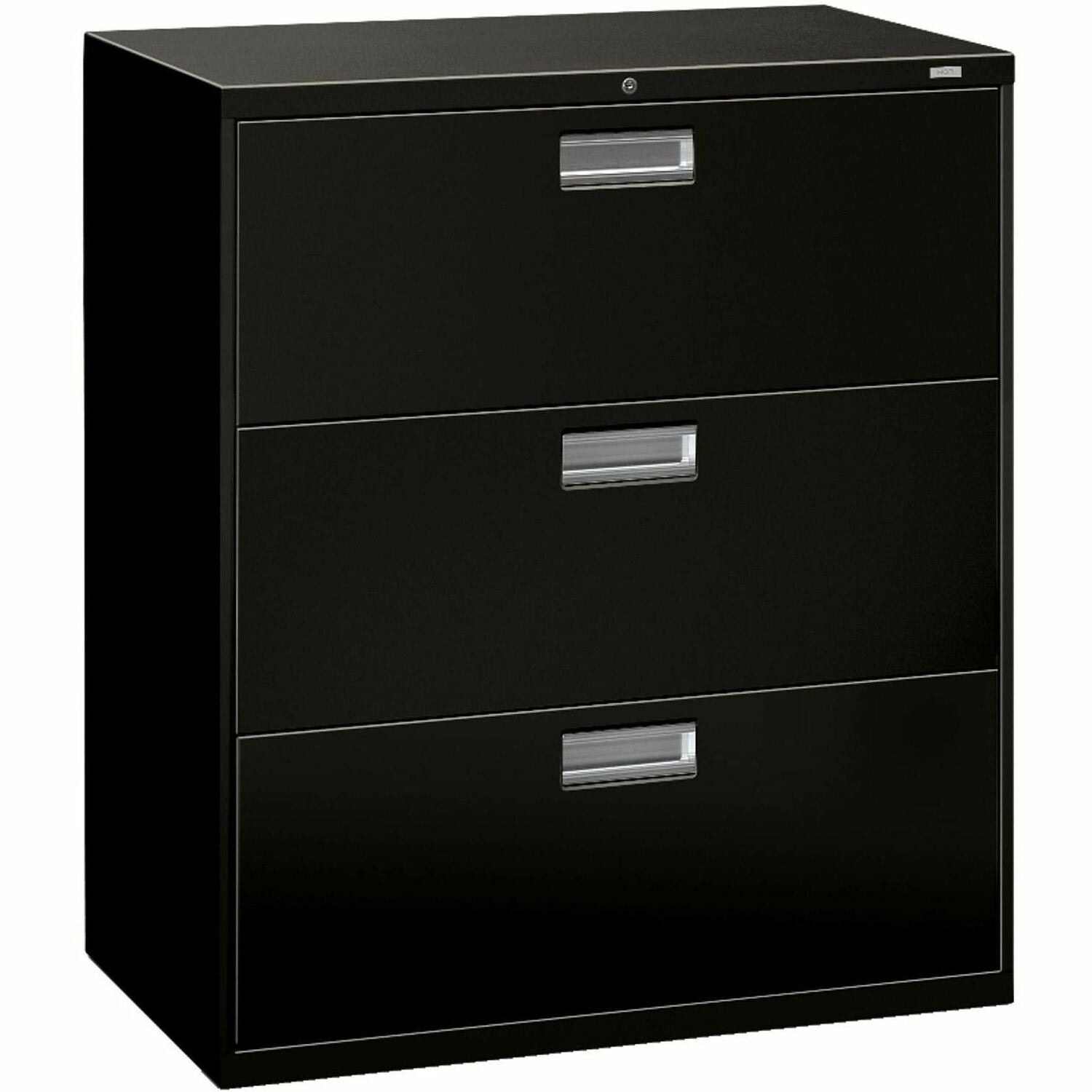 HON Brigade 600 H683 Lateral File - 40.9" Height x 36" Width x 18" Depth - Total Drawer(s): 3 - Finish: Black - 1 Each