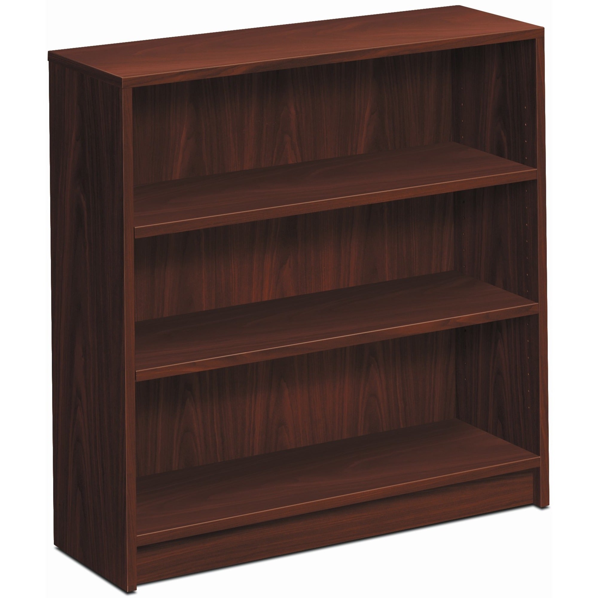 HON 1870 Series Bookcase, 3 Shelves, 36"H x 36"W x 11.5"D, Laminate, Mahogany, 42% Recycled Content, 1 Each