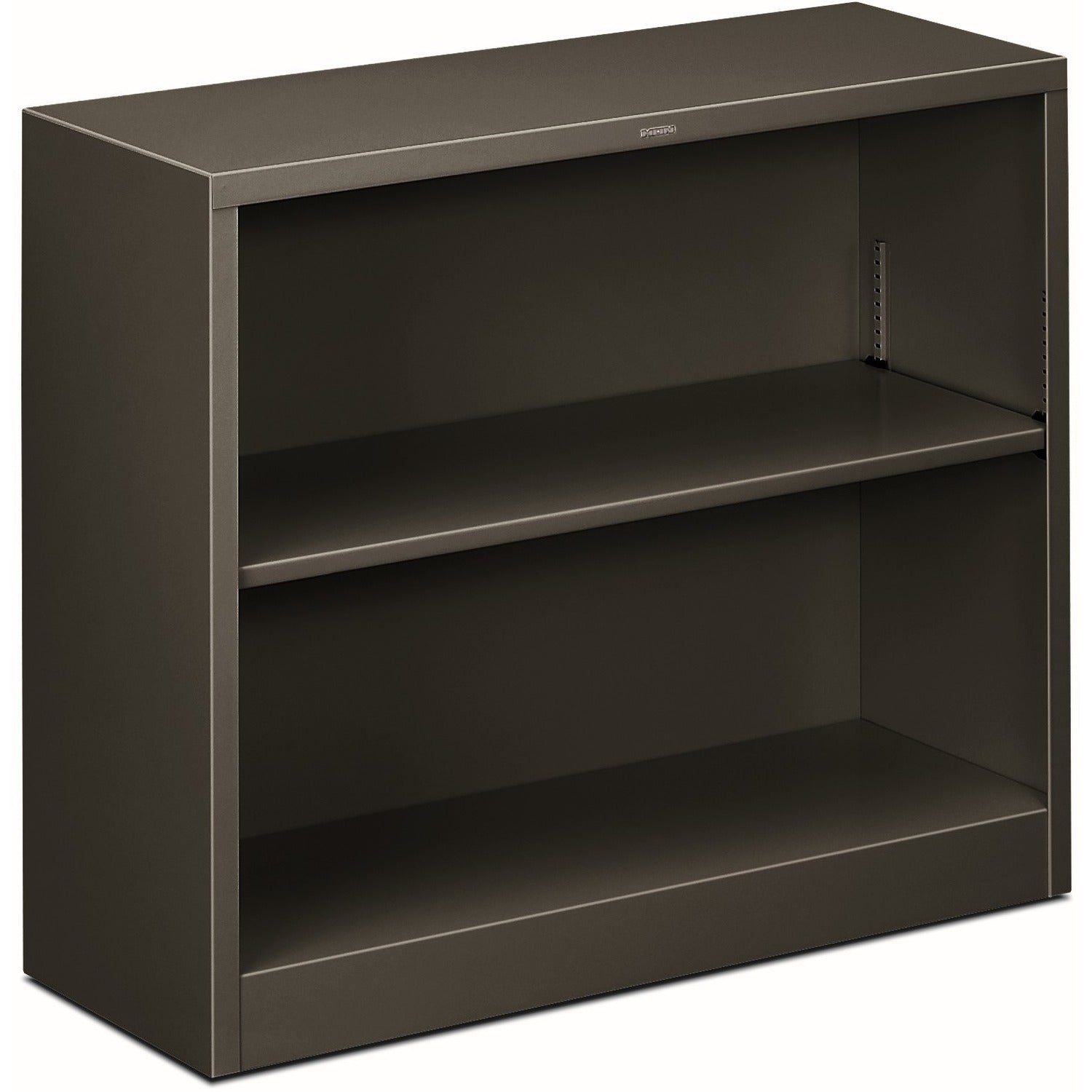 HON Brigade Steel Bookcase, 2 Shelves, 29"H x 34.5"W x 12.62"D, Adjustable, Reinforced Steel, Charcoal, 1 Each