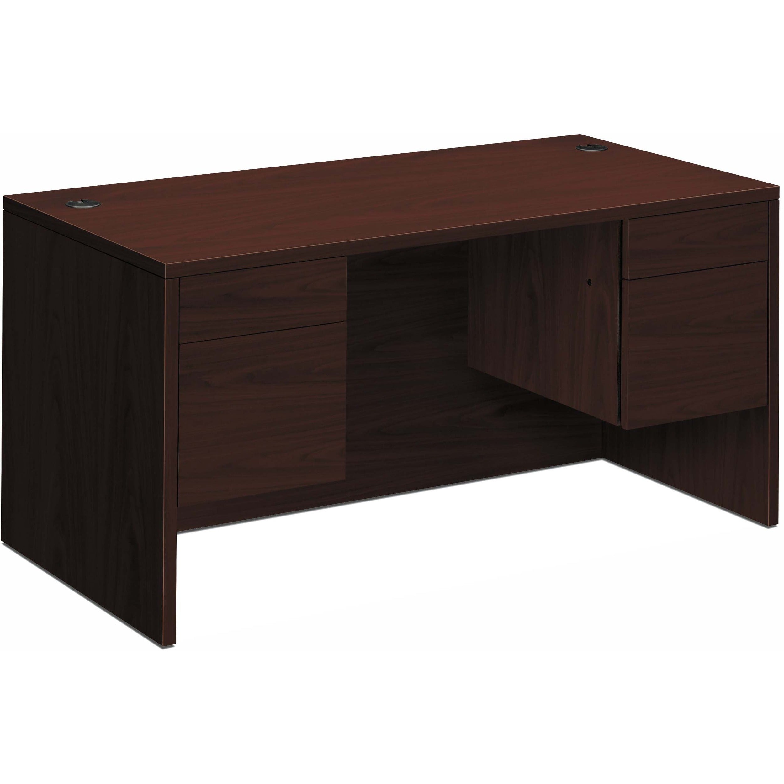 HON 10500 H10573 Pedestal Desk - 29.5" Height x 60" Width x 30" Depth - Total Drawer(s): 4 - Double Pedestal - Flat Edge - Finish: Mahogany - 1 Each