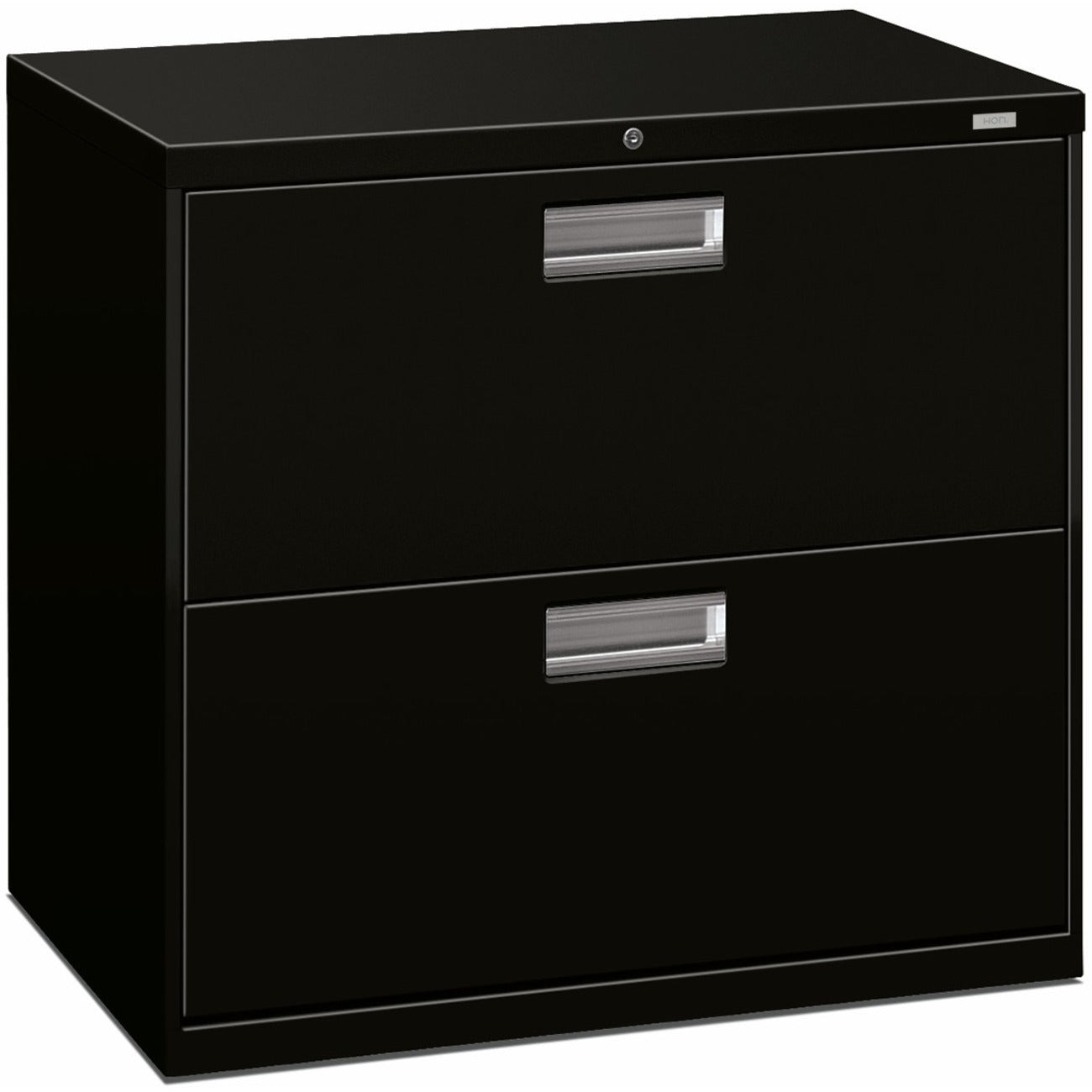 HON Brigade 600 H672 Lateral File - 28.4" Height x 30" Width x 18" Depth - Total Drawer(s): 2 - Finish: Black - 1 Each
