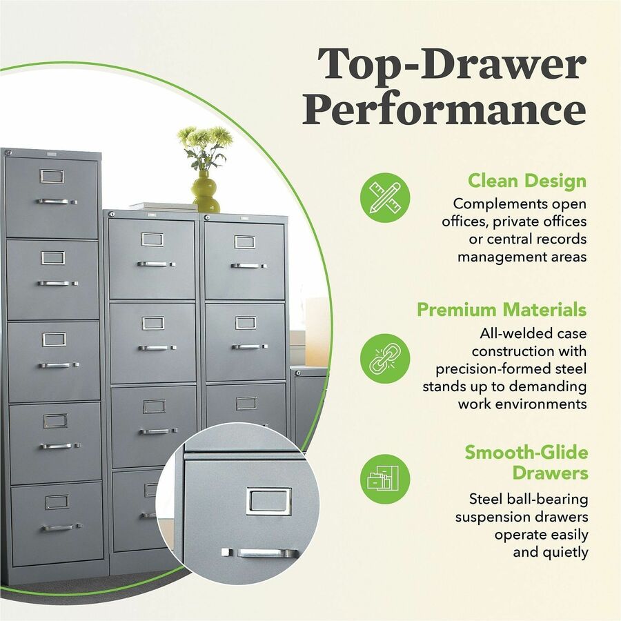 HON 310 H315 File Cabinet - 60" Height x 15" Width x 26.5" Depth - Total Drawer(s): 5 - Finish: Black - 1 Each
