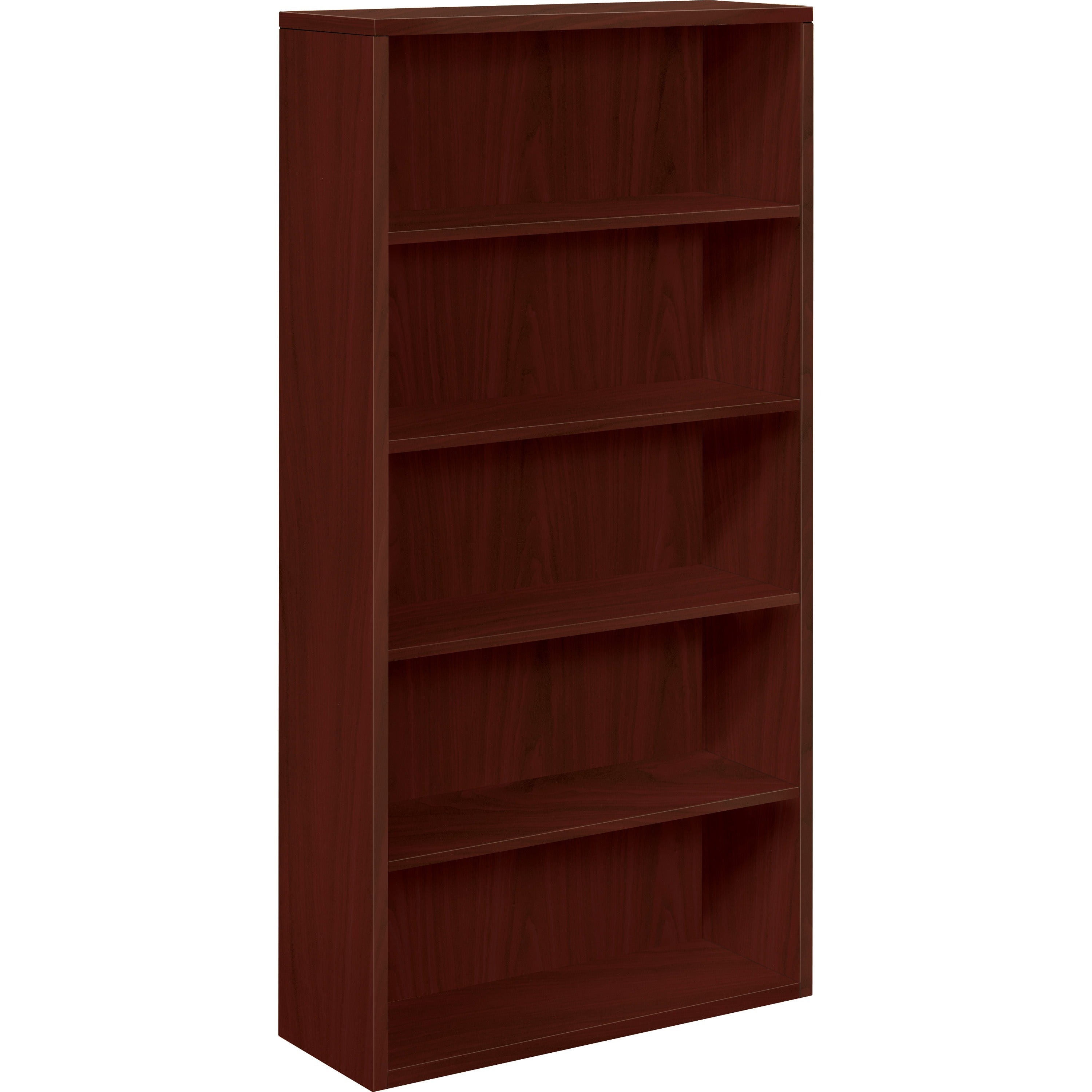 71" Height x 36" Width x 13" Depth x 1.1" Thickness - 5 Shelve(s) - Cove Edge - Material: Particleboard - Finish: Laminate, Mahogany - Scratch Resistant, Wear Resistant, Spill Resistant - For Office - 1 Each