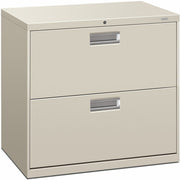 HON Brigade 600 H672 Lateral File - 28.4" Height x 30" Width x 18" Depth - Total Drawer(s): 2 - Finish: Light Gray - 1 Each