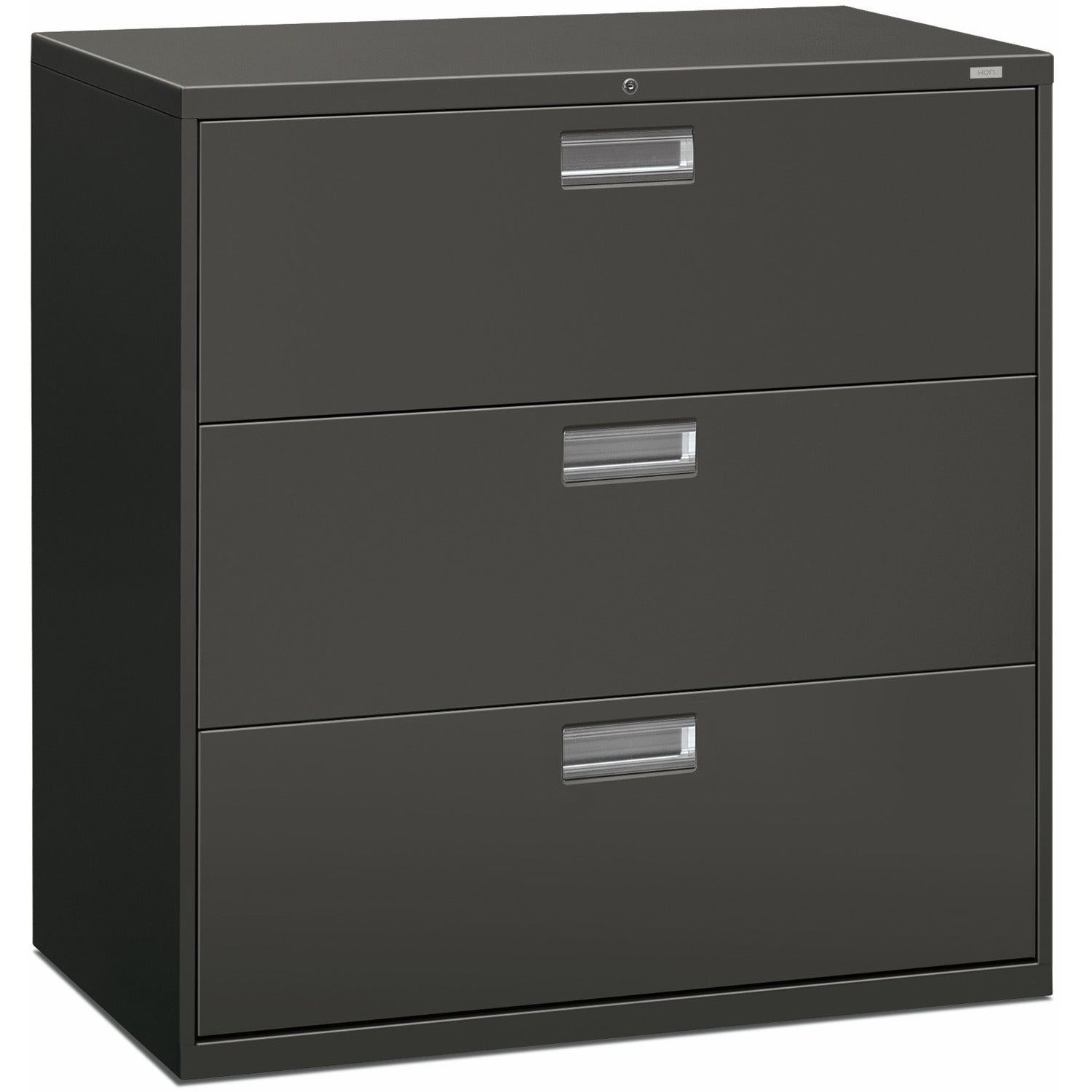 HON Brigade 600 H693 Lateral File - 40.9" Height x 42" Width x 18" Depth - Total Drawer(s): 3 - Finish: Charcoal - 1 Each
