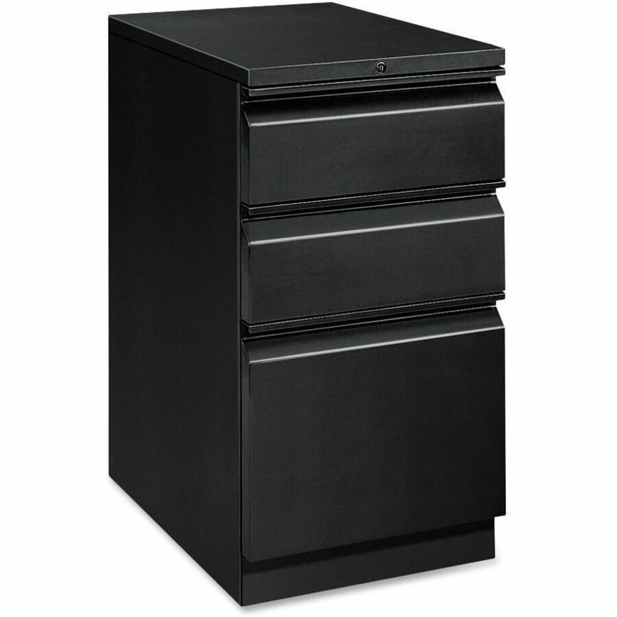 HON Brigade H33720R Pedestal - 28" Height x 15" Width x 19.9" Depth - Total Drawer(s): 3 - Material: Steel - Finish: Black - 1 Each