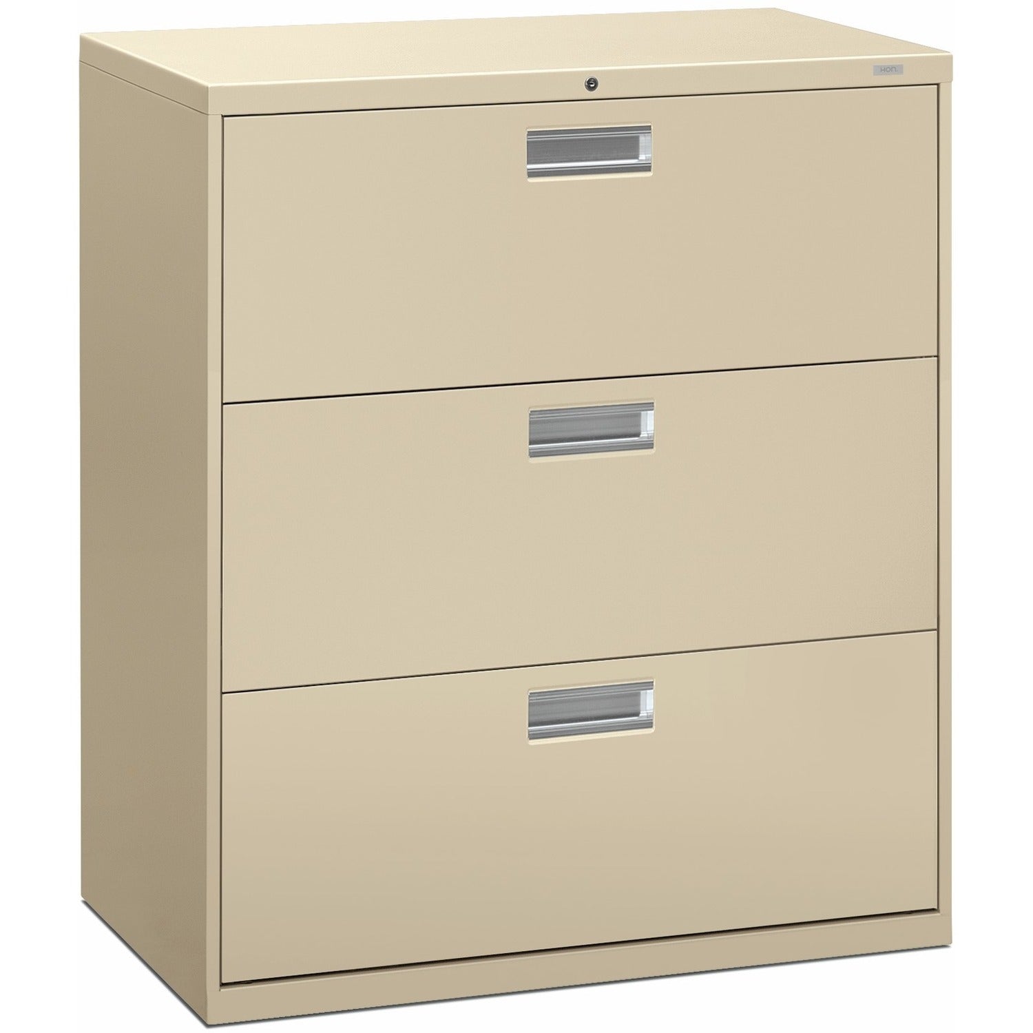 HON Brigade 600 H683 Lateral File - 40.9" Height x 36" Width x 18" Depth - Total Drawer(s): 3 - Finish: Putty - 1 Each