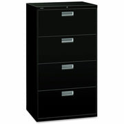 HON Brigade 600 H674 Lateral File - 53.3" Height x 30" Width x 18" Depth - Total Drawer(s): 4 - Finish: Black - 1 Each