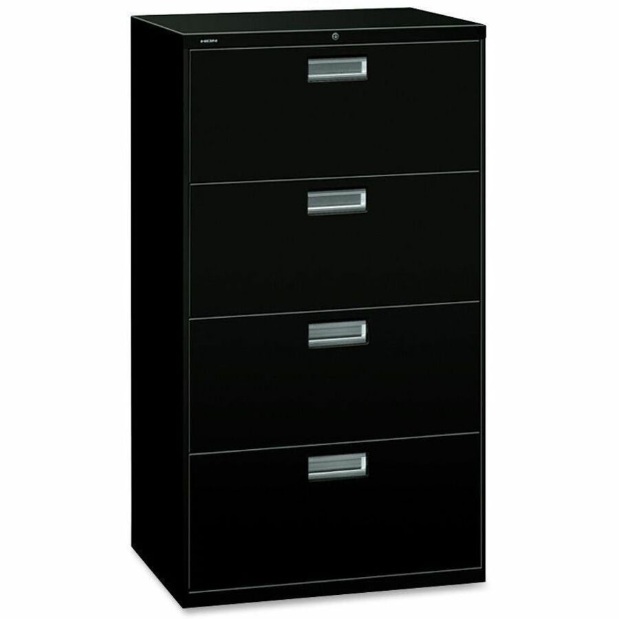 HON Brigade 600 H674 Lateral File - 53.3" Height x 30" Width x 18" Depth - Total Drawer(s): 4 - Finish: Black - 1 Each