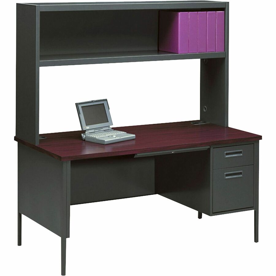 HON Metro Classic HP3265R Pedestal Desk - 29.5" Height x 66" Width x 30" Depth - Total Drawer(s): 5Right Side - Square Edge - Finish: Charcoal - 1 Each