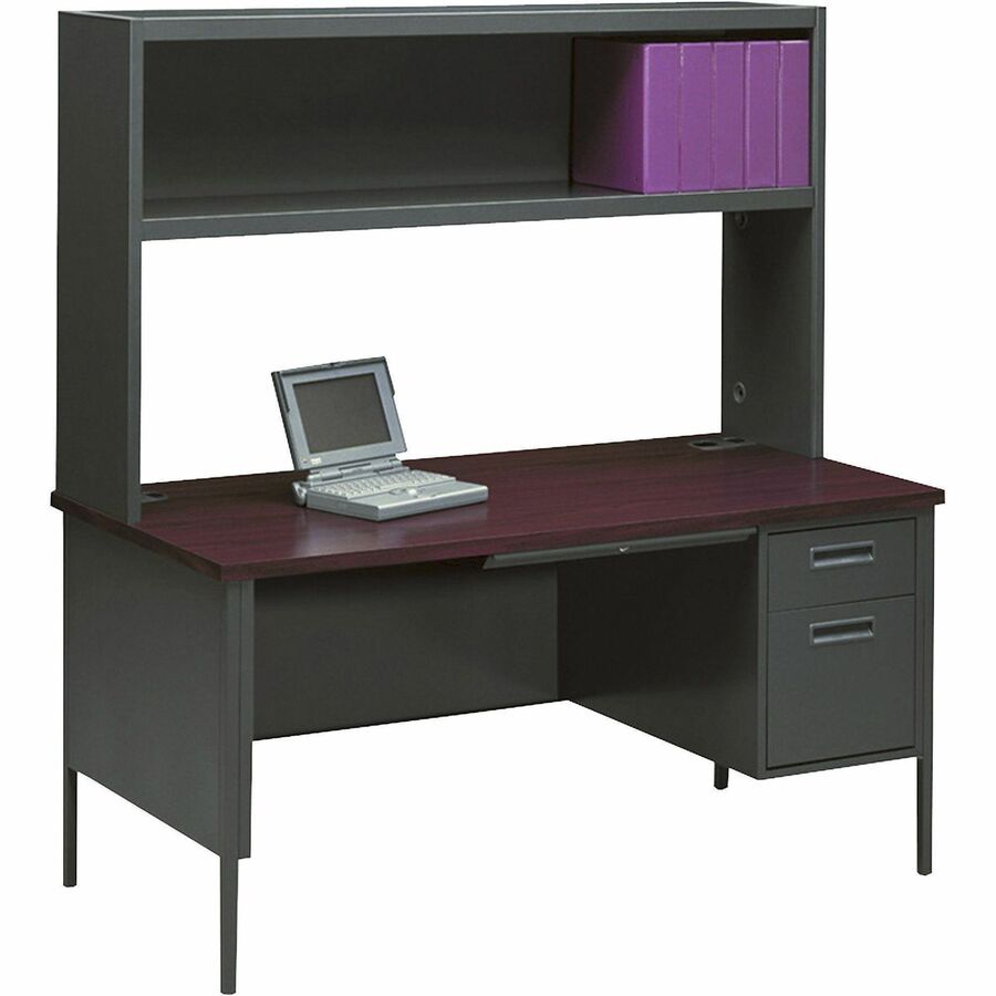HON Metro Classic HP3265R Pedestal Desk - 29.5" Height x 66" Width x 30" Depth - Total Drawer(s): 5Right Side - Square Edge - Finish: Charcoal - 1 Each