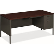 HON Metro Classic HP3265R Pedestal Desk - 29.5" Height x 66" Width x 30" Depth - Total Drawer(s): 5Right Side - Square Edge - Finish: Charcoal - 1 Each